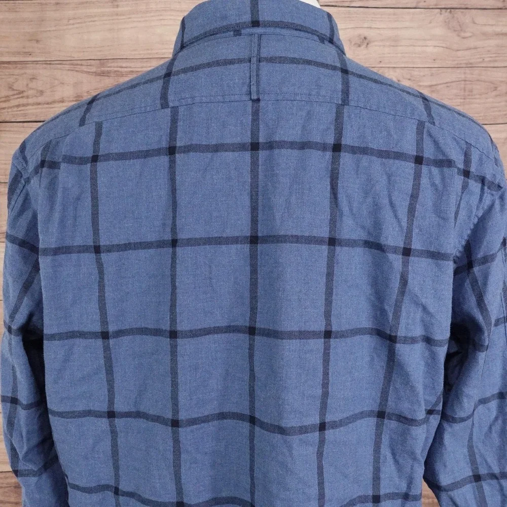 Banana‎ Republic Camden Fit Luxe Flannel Shirt Mens L Blue Plaid Button-Up